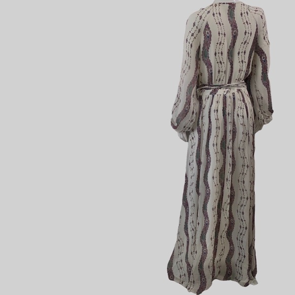 COPY - MARCHESA VOYAGE FLORAL SILK MAXI WRAP DRESS - Picture 4 of 16